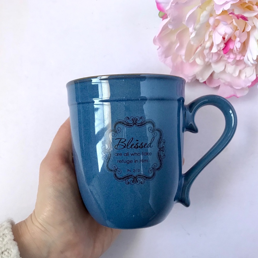 Christian Art Gifts “Blessed” Bible Verse Blue Mug